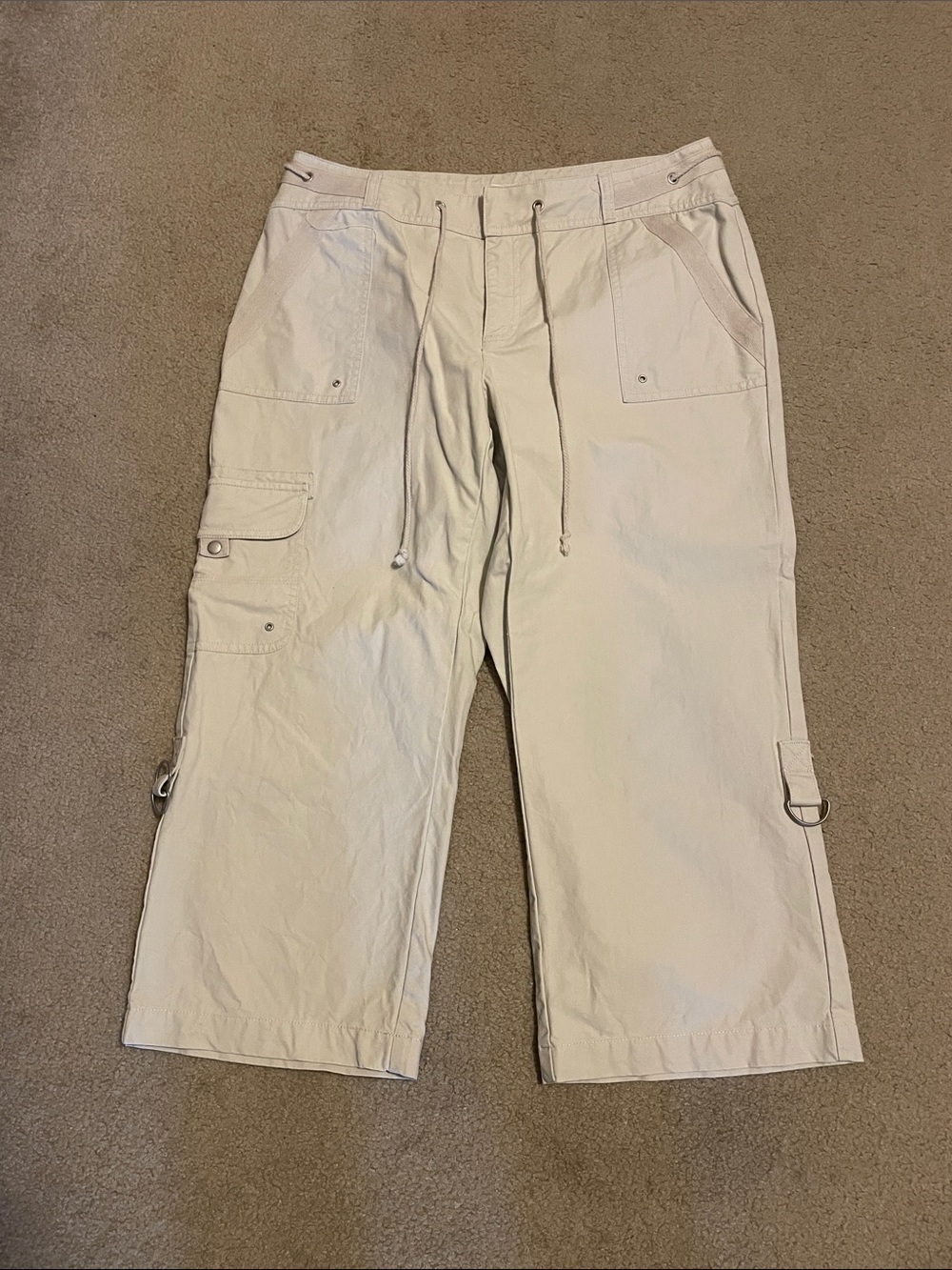 Christopher & Banks Women's Light Tan Cargo Drawstring Pants Size 8 (Like New)